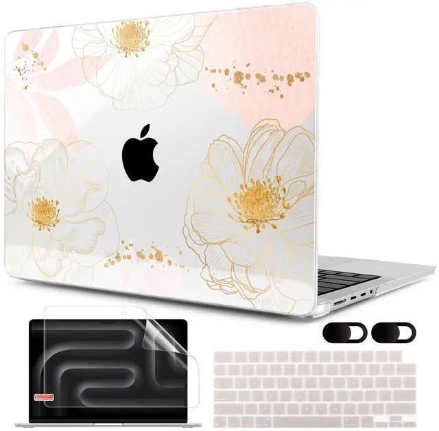 Main image of MEEgoodo Case for M4 MacBook Pro 14 inch Case 2024 2023 2021 A3112/A3401/A3185/A2918/A2992/A2779/A2442 M3 M2 M1 Pro/Max, Laptop Hard Shell Cases Compatible with MacBook Pro 14", Tropical Pink Flowers