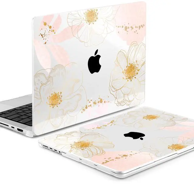 Alt view image 3 of 5 - MEEgoodo Case for M4 MacBook Pro 14 inch Case 2024 2023 2021 A3112/A3401/A3185/A2918/A2992/A2779/A2442 M3 M2 M1 Pro/Max, Laptop Hard Shell Cases Compatible with MacBook Pro 14", Tropical Pink Flowers
