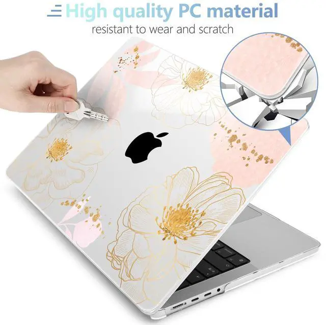 Alt view image 4 of 5 - MEEgoodo Case for M4 MacBook Pro 14 inch Case 2024 2023 2021 A3112/A3401/A3185/A2918/A2992/A2779/A2442 M3 M2 M1 Pro/Max, Laptop Hard Shell Cases Compatible with MacBook Pro 14", Tropical Pink Flowers