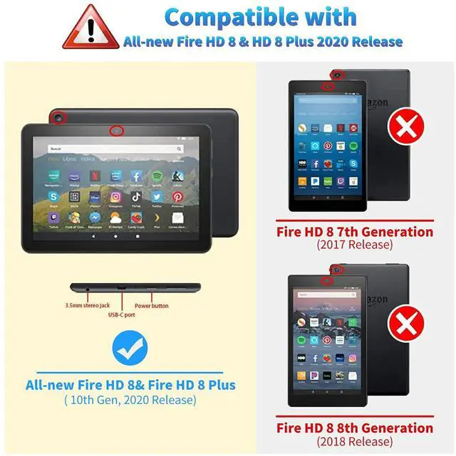 Alt view image 2 of 5 - Slim Case for All-New  Fire HD 8 and Fire HD 8 Plus Tablet (12th Generation/10th Generation, 2022/2020 Release), Smart Standing Cover with Auto Sleep/Wake, Red Rose Art
