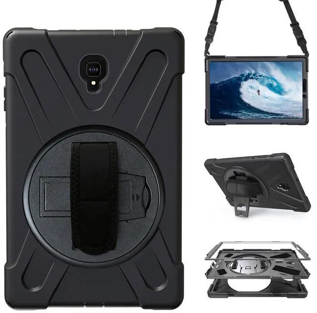 Main image of Case for Samsung Galaxy Tab S4 10.5 2018 (SM-T830/T835/T837),Portable Heavy Duty Dropproof Protective Cover Case with 360 Rotating Stand,Handle & Shoulder Strap,Stylus Pen (New Black)