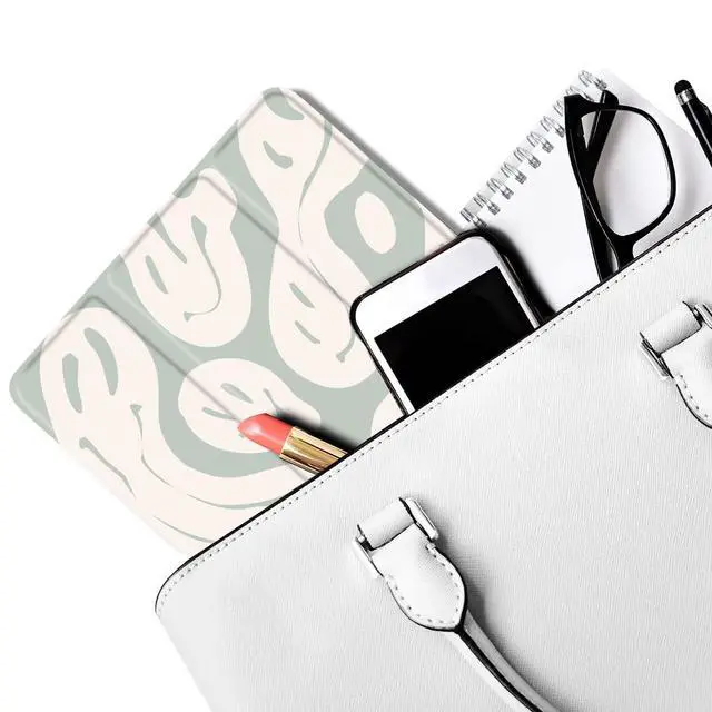 Alt view image 5 of 5 - MAYCARI Green Funny Face Case for iPad Air5/Air4 with Pencil Holder, Cute for iPad 10.9 Inch 2022/2020 Protective Case with Soft TPU Back, Auto Sleep/Wake Cover Slim Shell