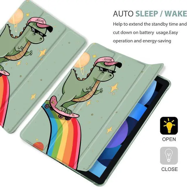 Alt view image 4 of 5 - MAYCARI Cool Dinosaur Star Case for iPad Air5/Air4 with Pencil Holder, Cute for iPad 10.9 Inch 2022/2020 Protective Case with Soft TPU Back, Auto Sleep/Wake Cover Slim Shell