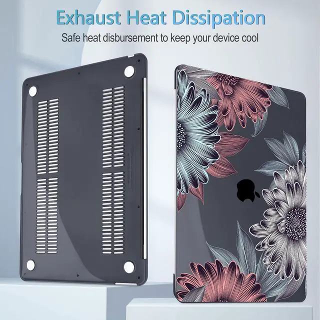 Alt view image 4 of 5 - Mektron Case for MacBook Air 13" M1 A2337 A2179 A1932,Blooming Chrysanthemums Hard Cover 2018-2021 Air 13-inch with Touch bar, Designed Protective Shell w/Keyboard Skin Screen Protector Webcam Cover