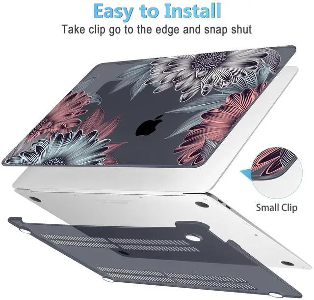 Alt view image 3 of 5 - Mektron Case for MacBook Air 13" M1 A2337 A2179 A1932,Blooming Chrysanthemums Hard Cover 2018-2021 Air 13-inch with Touch bar, Designed Protective Shell w/Keyboard Skin Screen Protector Webcam Cover