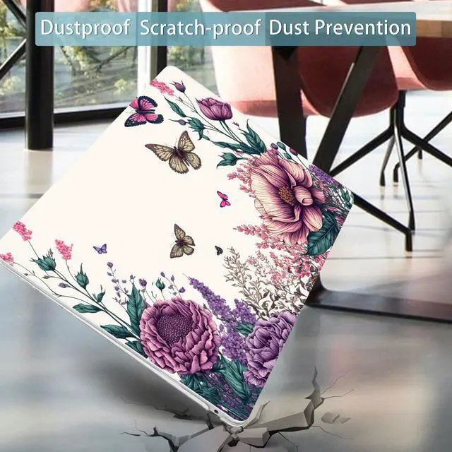 Alt view image 5 of 5 - Mektron Case for MacBook Air 13 inch M1 A2337 A2179 A1932,Hard Cover 2018-2021 Air 13-inch with Touch ID, Exclusively Designed Protective Shell with Screen Protector,Butterfly Flower C077