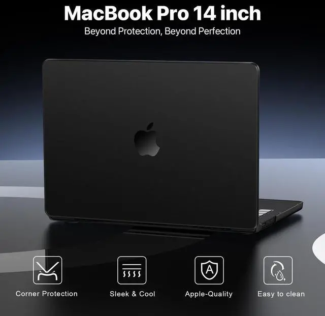 Alt view image 2 of 5 - Macaset for MacBook Pro 14 inch Case M4 2025 2024-2021 M3 M2 M1 Pro/Max [100% Original Space Black] [Corner Protective] Clear Matte Hard Shell Cover Laptop A3401 A3185 A3112 A2992 A2918 A2779 A2442