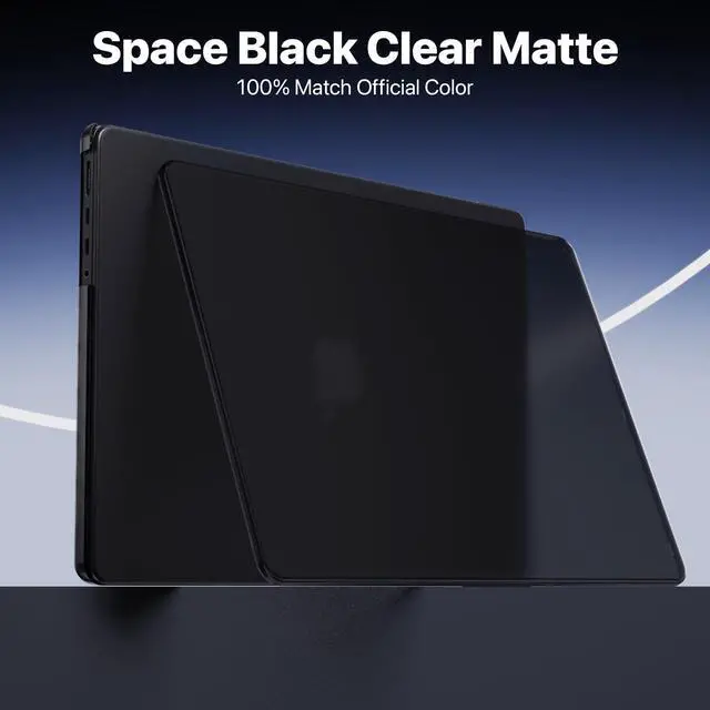 Alt view image 3 of 5 - Macaset for MacBook Pro 14 inch Case M4 2025 2024-2021 M3 M2 M1 Pro/Max [100% Original Space Black] [Corner Protective] Clear Matte Hard Shell Cover Laptop A3401 A3185 A3112 A2992 A2918 A2779 A2442
