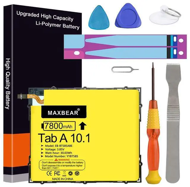 Main image of MAXBEAR 7800mAh 3.85V EB-BT585ABE Tablet Replacement Battery for Samsung Galaxy Tab A 10.1 2016 SM-T580(WiFi) SM-T585(3G 4G LTE &WiFi) SM-P580(WiFi) SM-P585 SM-T585C SM-T587 with Repair Tool Kit