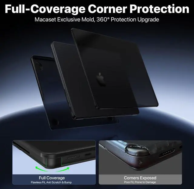 Alt view image 5 of 5 - Macaset for MacBook Pro 14 inch Case M4 2025 2024-2021 M3 M2 M1 Pro/Max [100% Original Space Black] [Corner Protective] Clear Matte Hard Shell Cover Laptop A3401 A3185 A3112 A2992 A2918 A2779 A2442
