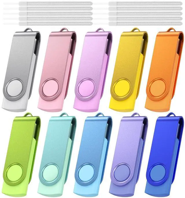 Main image of Kepmem 10Pcs 2GB USB Flash Drives Bulk USB 2.0 Flash Memory Stick 10 Pack Thumb Drives Pen Drive Mixed Colors Jump Drive 2 GB with LED Light for Storage and Backup by