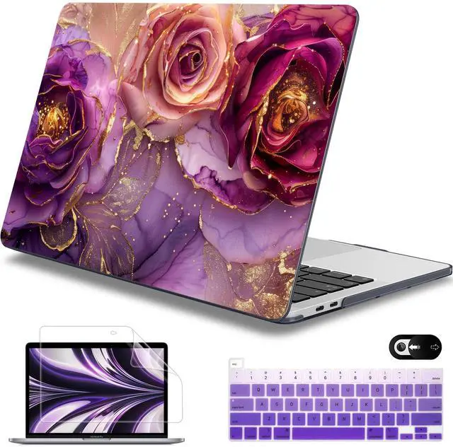 Main image of Mektron for MacBook Pro 13-inch Case 2022 2021 2020 Release A2338 M2 M1 A2289 A2251, Printed Plastic Hard Shell Cover for New MacBook Pro 13.3-inch Touch Bar Fits Touch IDMarble Flowers