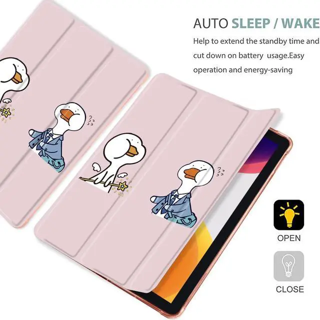 Alt view image 4 of 5 - MAYCARI Cartoon Duck Case for iPad Air5/Air4 with Pencil Holder, Cute for iPad 10.9 Inch 2022/2020 Protective Case with Soft TPU Back, Auto Sleep/Wake Cover Slim Shell