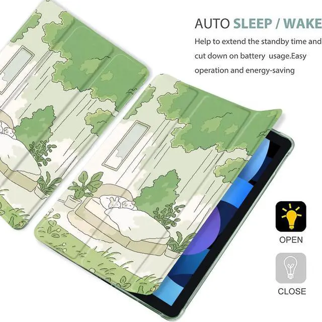 Alt view image 4 of 5 - MAYCARI Cartoon Rabbit Dog Case for iPad Air5/Air4 with Pencil Holder, Cute for iPad 10.9 Inch 2022/2020 Protective Case with Soft TPU Back, Auto Sleep/Wake Cover Slim Shell