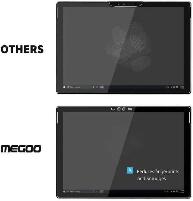 Alt view image 2 of 5 - Megoo [2 PACK] Surface Book Screen Protector, 9H Tempered GLASS High Sensitivity, Compatible for Microsoft Surface Book 1/2 13.5 Inch (NOT for Surface book 3 Version 2020)