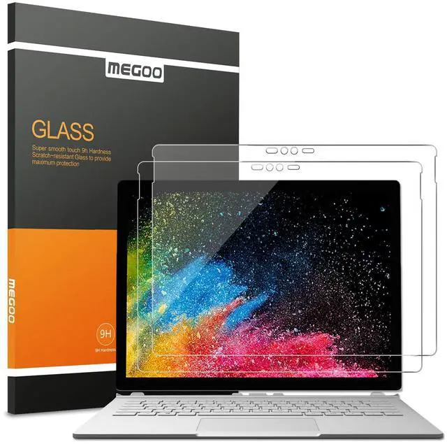 Main image of Megoo [2 PACK] Surface Book Screen Protector, 9H Tempered GLASS High Sensitivity, Compatible for Microsoft Surface Book 1/2 13.5 Inch (NOT for Surface book 3 Version 2020)