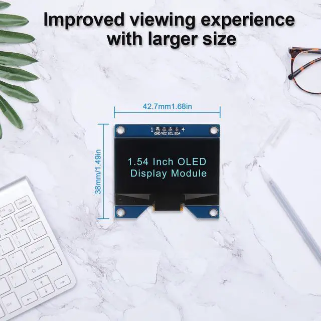 Alt view image 5 of 5 - MELIFE 4pcs 1.54 Inch OLED I2C IIC Display Module, 128x64 Pixel SSD1309 Driver Self-Luminous OLED Screen Board Compatible with Arduino Raspberry Pi, Come with Storage Box (Blue)