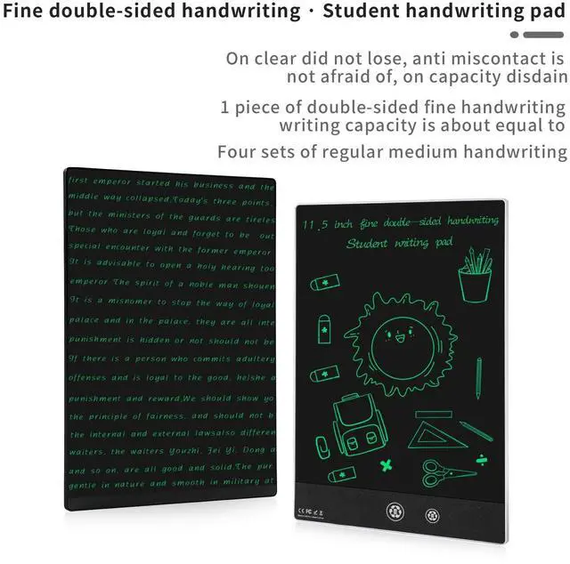 Alt view image 2 of 5 - Amoretti Sonnet LCD Writing Tablet, 11.5in Double Display Erasable Reusable Electronic Drawing Pads, Electronic scratchpad for Kids and Adults Black