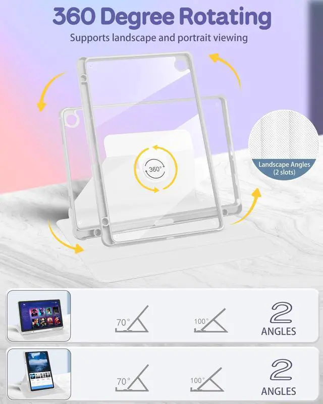 Alt view image 3 of 5 - Kidcube for Samsung Galaxy Tab A9 Plus Case 11 Inch for Women Girls Cute Folio Cover with Pencil Holder Floral Flower Pretty Girly Design Rotating Stand for Tab A9+ Plus Tablet Case SM-X210/X216/X218