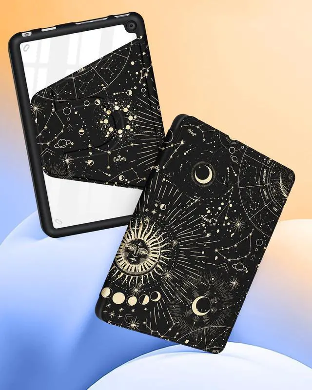 Alt view image 4 of 5 - Kidcube for Amazon Kindle Fire 7 Tablet Case 12th Generation 2022 Release for Women Girls Boys Cute Folio Cover Sun Moon Star Design Rotating Stand with Auto Wake/Sleep Teen for Kindle Fire 7 Cases 7"