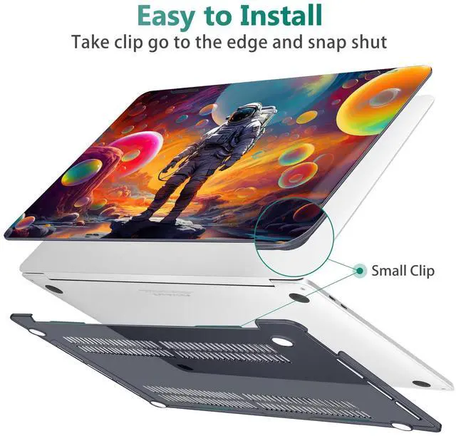 Alt view image 4 of 5 - May Chen Compatible with MacBook Pro 13 inch Case 2022 2021 2020 Release Models A2338 M2 M1 A2251 A2289, Plastic Hard Shell Case for MacBook Pro 13 Inch with Touch Bar Fits Touch ID, Astronaut S929