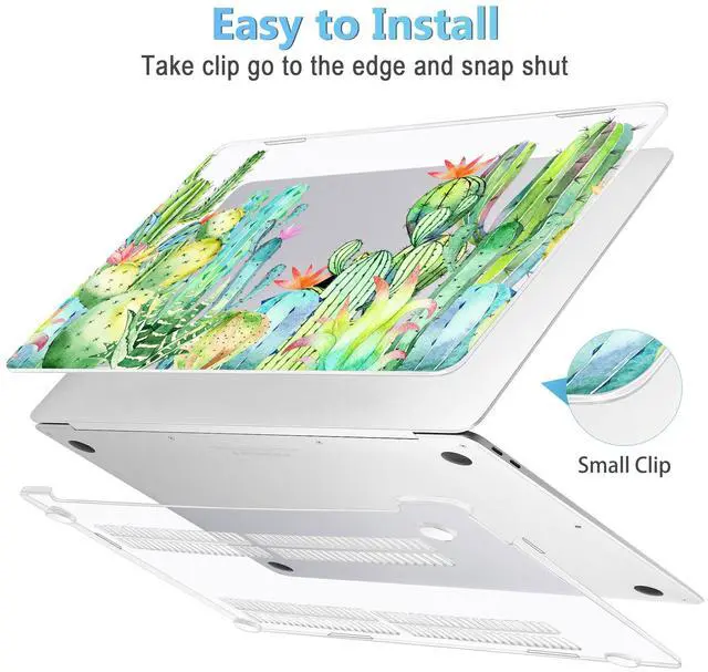 Alt view image 3 of 5 - Metron for MacBook Air 13 inch Case M1 A2337 A2179 A1932 Retina Display with Touch ID 2020 2019 2018 Release, Plastic Hard Shell Case Keyboard Cover Screen Protector, Watercolor Cactus