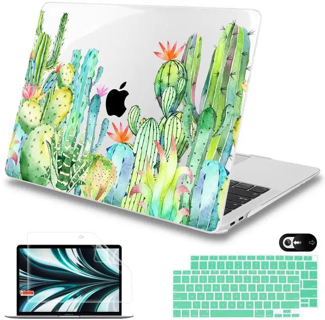 Main image of Metron for MacBook Air 13 inch Case M1 A2337 A2179 A1932 Retina Display with Touch ID 2020 2019 2018 Release, Plastic Hard Shell Case Keyboard Cover Screen Protector, Watercolor Cactus