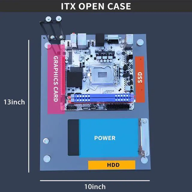 Alt view image 2 of 5 - Open PC Case Test Bench DIY Acrylic Computer Chassis Rack Gaming Support Motherboards ATX MATX ITX Heat Dissipation(ITX)