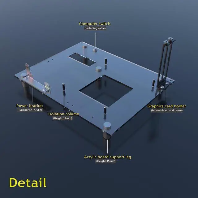 Alt view image 3 of 5 - Open PC Case Test Bench DIY Acrylic Computer Chassis Rack Gaming Support Motherboards ATX MATX ITX Heat Dissipation(ITX)