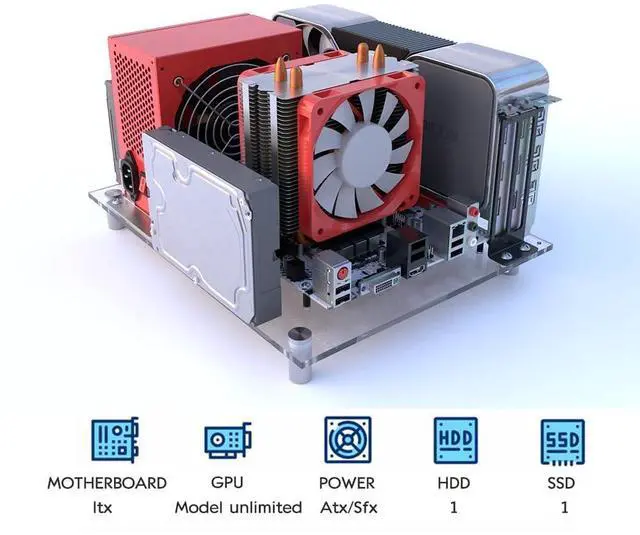 Alt view image 4 of 5 - Open PC Case Test Bench DIY Acrylic Computer Chassis Rack Gaming Support Motherboards ATX MATX ITX Heat Dissipation(ITX)
