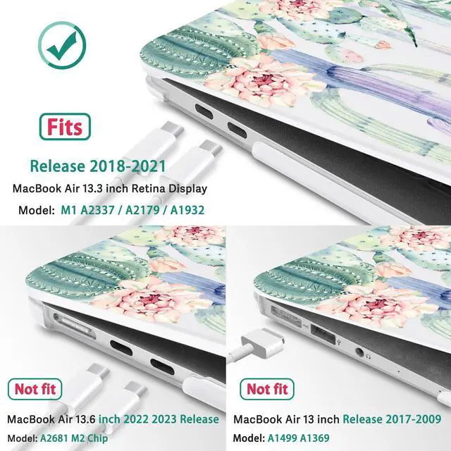 Alt view image 3 of 5 - May Chen Compatible with New MacBook Air 13 inch Case 2021, 2020 2019 2018 Release Model: M1 A2337 A2179 A1932, Plastic Matte Hard Shell Case Cover for Mabook Air 13 inch with Retina Dispaly, Cactus