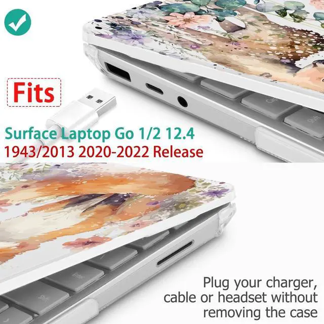 Alt view image 2 of 5 - Mektron Surface Laptop Go 12.4 inch Case Compatible with Go 3/2/1 Microsoft Surface Laptop 12.4" Cover 2023-2020 Releases Model 1943/2013 Plastic Hard Shell Case with Screen Protector, Fox and Deer