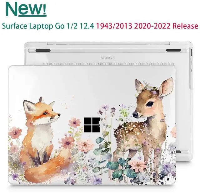 Alt view image 3 of 5 - Mektron Surface Laptop Go 12.4 inch Case Compatible with Go 3/2/1 Microsoft Surface Laptop 12.4" Cover 2023-2020 Releases Model 1943/2013 Plastic Hard Shell Case with Screen Protector, Fox and Deer