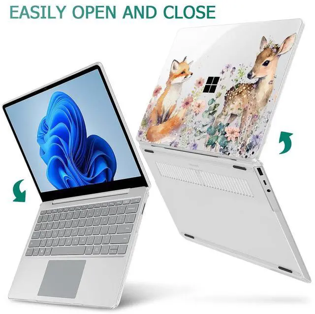 Alt view image 4 of 5 - Mektron Surface Laptop Go 12.4 inch Case Compatible with Go 3/2/1 Microsoft Surface Laptop 12.4" Cover 2023-2020 Releases Model 1943/2013 Plastic Hard Shell Case with Screen Protector, Fox and Deer