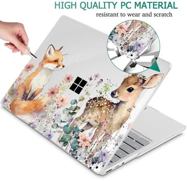 Alt view image 5 of 5 - Mektron Surface Laptop Go 12.4 inch Case Compatible with Go 3/2/1 Microsoft Surface Laptop 12.4" Cover 2023-2020 Releases Model 1943/2013 Plastic Hard Shell Case with Screen Protector, Fox and Deer