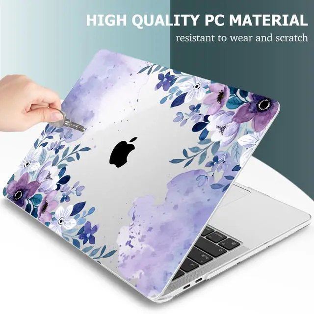 Alt view image 3 of 5 - May Chen Compatible with MacBook Pro 13 inch Case 2022 2021 2020 Release Models A2338 M2 M1 A2251 A2289, Plastic Hard Shell Case for MacBook Pro 13 Inch with Touch Bar, Watercolor Purple Floral