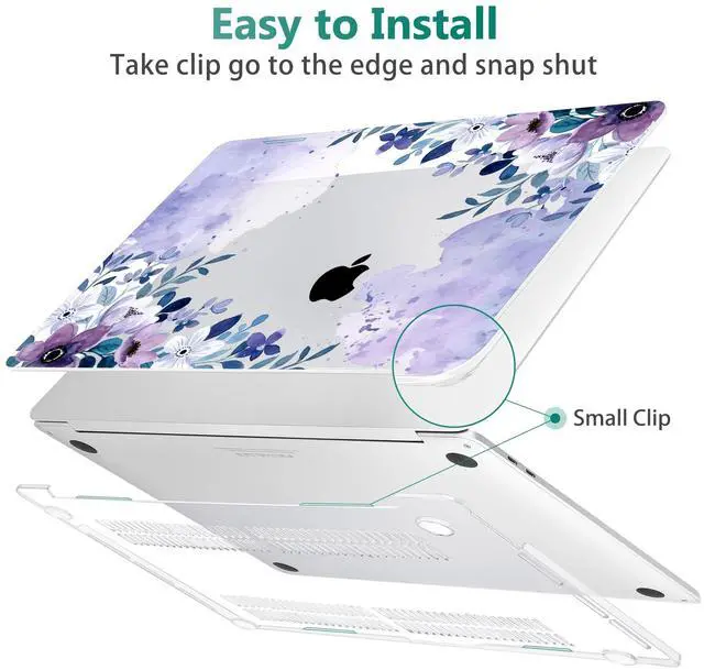Alt view image 4 of 5 - May Chen Compatible with MacBook Pro 13 inch Case 2022 2021 2020 Release Models A2338 M2 M1 A2251 A2289, Plastic Hard Shell Case for MacBook Pro 13 Inch with Touch Bar, Watercolor Purple Floral
