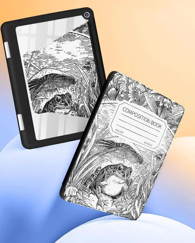 Alt view image 4 of 5 - Kidcube for Kindle Fire HD 8/8 Plus Tablet Case - 10th/12th Generation (2020/2022) 8" Women Girls Cute Folio Cover with Pencil Holder Cool Frog Design Rotating Stand Cases for Amazon Fire HD 8/8 Plus