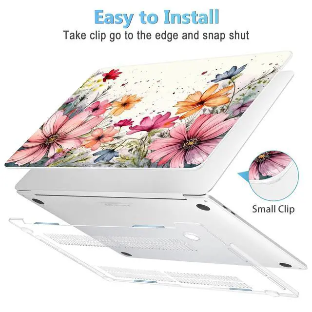 Alt view image 3 of 5 - Mektron for MacBook Pro 13-inch Case 2022 2021 2020 Release A2338 M2 M1 A2289 A2251, Printed Plastic Hard Shell Cover for New MacBook Pro 13.3-inch Touch Bar Fits Touch ID, Colorful Floral