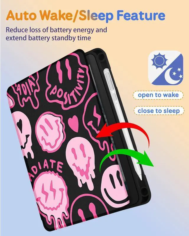 Alt view image 5 of 5 - Kidcube for Kindle Fire HD 8/8 Plus Tablet Case - 10th/12th Generation (2020/2022) 8" Women Girl Cute Folio Cover with Pencil Holder Girly Cool Unique Rotating Stand Cases for Amazon Fire HD 8/8 Plus