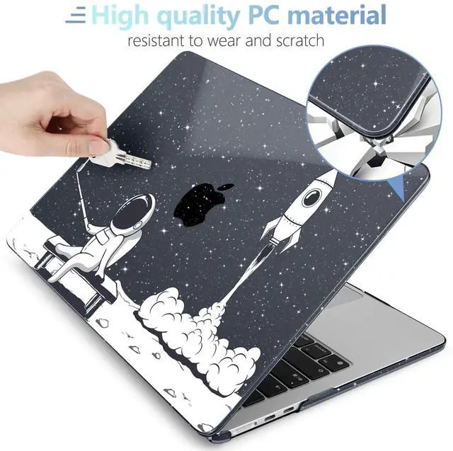 Alt view image 4 of 5 - MEEgoodo Case for MacBook Air 15 inch M4/M3/M2 2025 2024 2023, Case Fit Model (A3241/A3114/A2941) for MacBook Air 15-inch, Laptop with Keyboard & Camera Cover & OTG Adapter, Astronaut Rocket