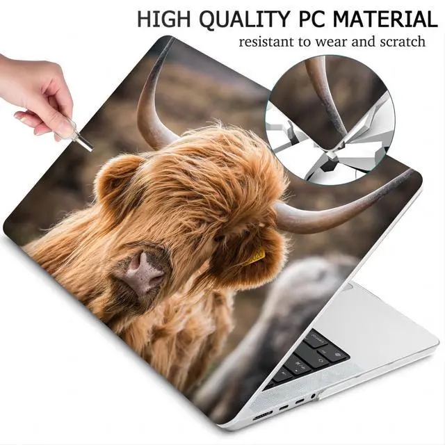 Alt view image 4 of 5 - MINGDAO Compatible with MacBook Pro 13 inch, Hard Protective Shell with Keyboard Cover (M1 A2338 A2289 A2251 A2159 A1989 A1706 A1708, 2016-2020 Release) - Highland Cow - MC9818