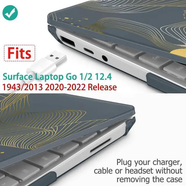 Alt view image 2 of 5 - Mektron Surface Laptop Go 12.4 inch Case Compatible with Go 3/2/1 Microsoft Surface Laptop 12.4" Cover 2023-2020 Releases Model 1943/2013 Plastic Hard Shell Case with Screen Protector, Abstract Art