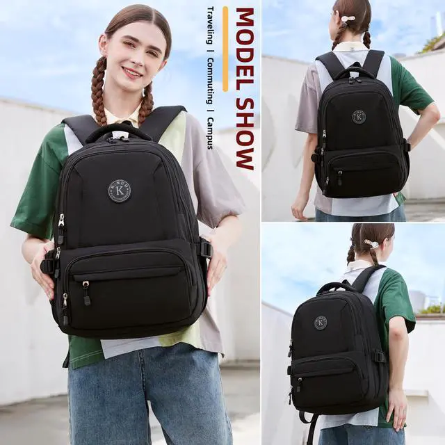 Alt view image 2 of 5 - Laptop Backpack for Women Men 17 Inch , Anti Theft Carry on Travel Backpacks, Water Resistant College Bookbag Large Kids School Bag for Teens Boys Girls Business Work Back Pack Casual Daypack Black