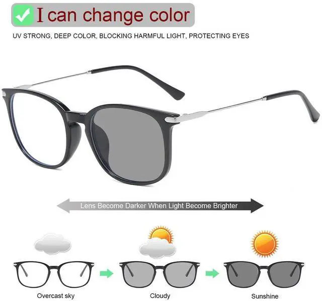 Alt view image 2 of 5 - MIRYEA Blue Light Blocking Computer Reading Glasses Photochromic Anti Glare Sunglasses
