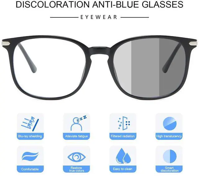 Alt view image 3 of 5 - MIRYEA Blue Light Blocking Computer Reading Glasses Photochromic Anti Glare Sunglasses