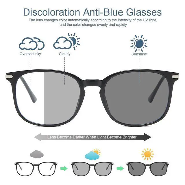 Alt view image 4 of 5 - MIRYEA Blue Light Blocking Computer Reading Glasses Photochromic Anti Glare Sunglasses