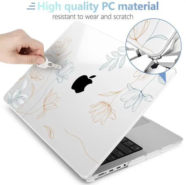 Alt view image 4 of 5 - MEEgoodo for M4 MacBook Pro 14 inch Case 2024 2023 2021, Laptop Hard Shell Cases Fit Model A3112/A3401/A3185/A2918/A2992/A2779/A2442 for M3 M2 M1 Pro/Max,Engraving Floral