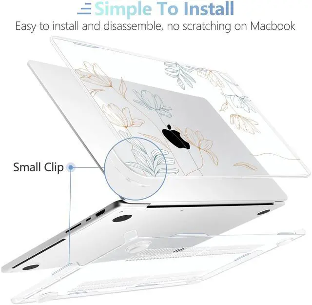 Alt view image 5 of 5 - MEEgoodo for M4 MacBook Pro 14 inch Case 2024 2023 2021, Laptop Hard Shell Cases Fit Model A3112/A3401/A3185/A2918/A2992/A2779/A2442 for M3 M2 M1 Pro/Max,Engraving Floral