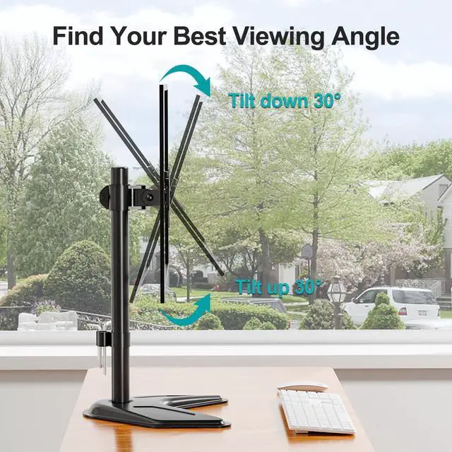 Alt view image 4 of 5 - MOUNT PRO Single Monitor Stands Fits 13-32 inch/17.6 lbs Screen, Free-Standing Computer Monitor Mount for Desk, Display Standing with Adjustable Height/Tilt/Swivel/Rotation, VESA 75x75 100x100